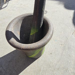 Vintage Cast Iron Mortar & Pestle Used Great Condition Large