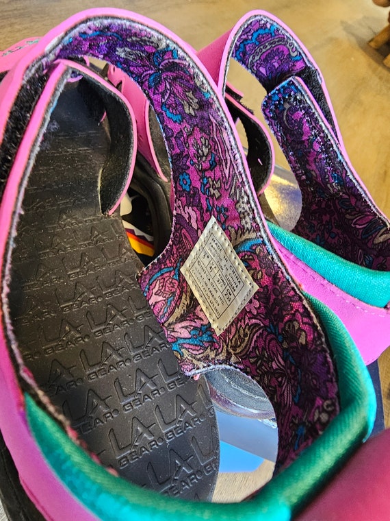 Vintage LA Gear Sandals Black/Pink Adjustable Hoo… - image 6