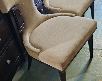 Global Views Dallas Texas Dining Chairs Anvil T Back  -Woven Set Of 4 For Repair fabric