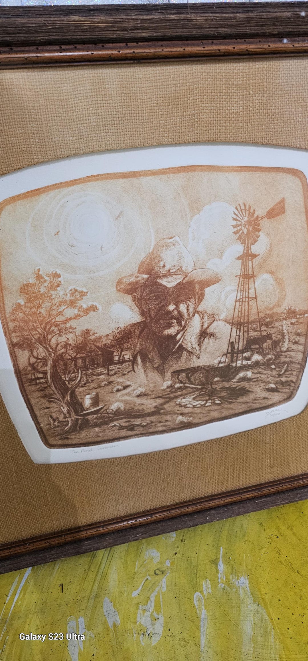 Roy Purcell Vintage Art the Ranch Foreman Signed 20/100 Wood Frame