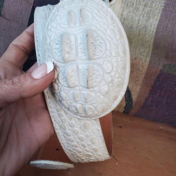 Forastero Crocodile Belt Mexico White  Size 32 Used Bovine Leather Beautiful