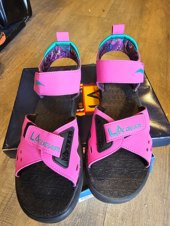 Vintage LA Gear Sandals Black/Pink Adjustable Hoo… - image 4