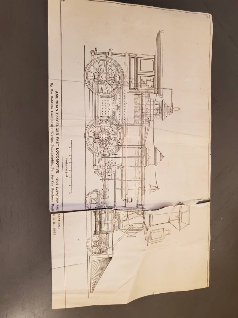 Vintage poster American Passenger Fast Locomotive 1882s size 106