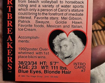 Vintage Heartbreakers Card #7 1992s Carol Jean Signed Good Condition RARE
