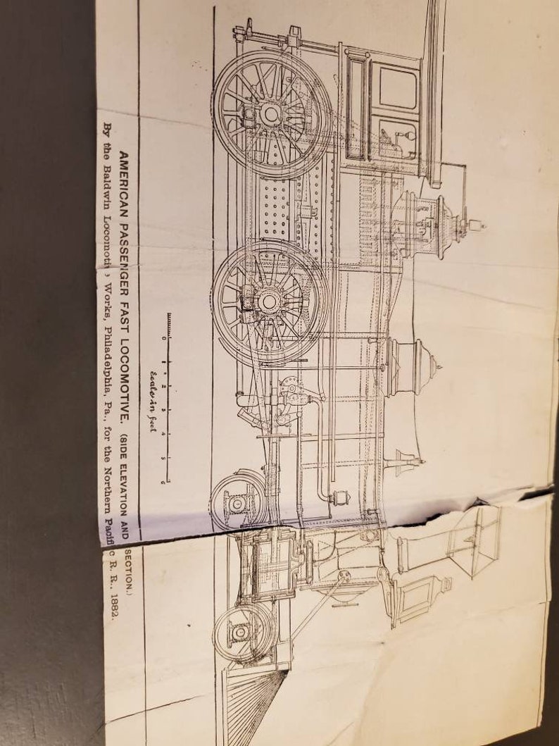 Vintage poster American Passenger Fast Locomotive 1882s size 106