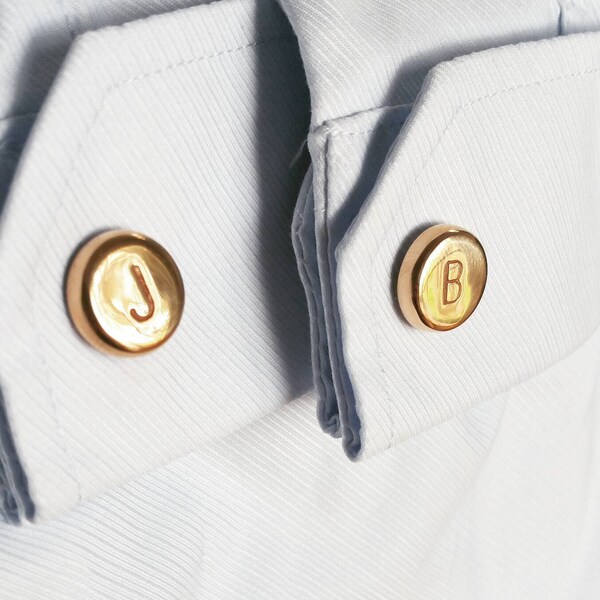 Cufflinks antique gold bronze & sterling silver monogram personalised stamped initial jewellery - Classy handmade made in Australia