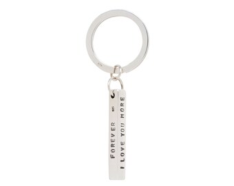 Personalised Key ring key chain four sided solid sterling silver hallmark stamped 925 - Hold onto Love...