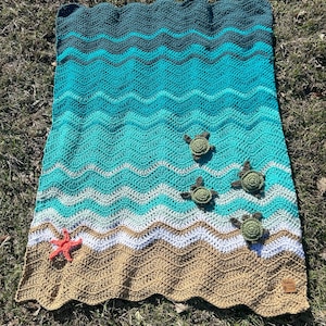Baby Sea Turtle Blanket Crochet | Baby Blanket | Toddler Blanket | Crochet Beach Blanket | Handmade Baby Blanket |  Beach Blanket |