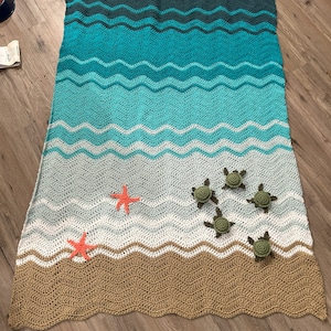 Baby Sea Turtle Blanket Crochet | Adult Blanket | Crochet Beach Blanket | Handmade Blanket |  Beach Blanket |