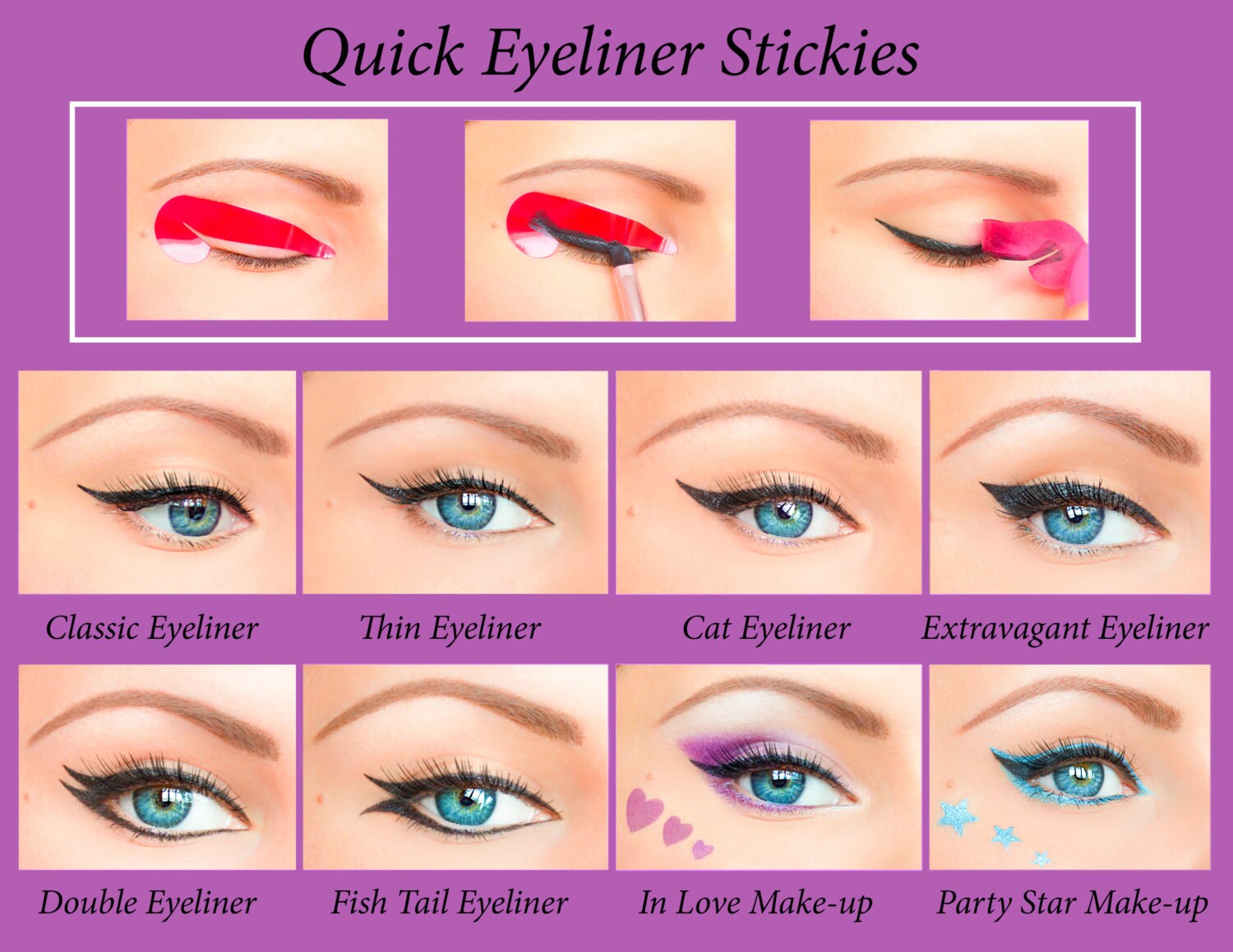 Quick Eyeliner Stickies Schablonen Fur Augenlinie Etsy