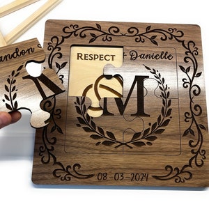 Custom Wood Puzzle - Unity Ceremony Idea - Blended Family - Wedding Sign with Stand - Personalized Gift - Engagement Anniversary Name Sign