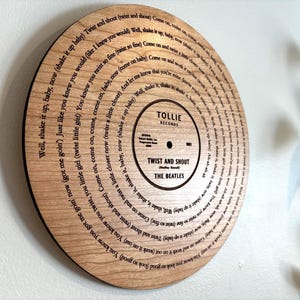 Custom Wooden Song Lyrics Plaque - Record Vinyl Wall Art - Anniversary or Wedding Gift