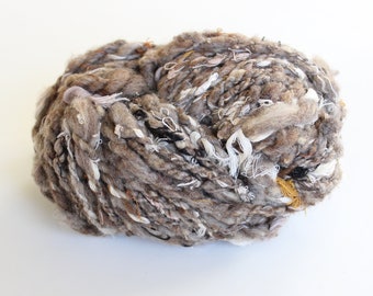 Art Yarn Handspun Upcycled Scrap Chunky Merino Wool Weaving Knitting Crochet