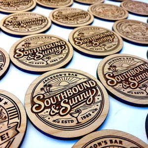 Custom Wood Coasters – Personalized Logo - Engraved Set for Corporate & Employee Gifts in Bulk image 4