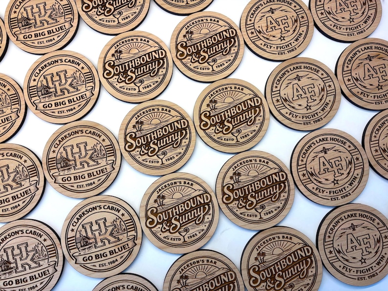 Custom Wood Coasters – Personalized Logo - Engraved Set for Corporate & Employee Gifts in Bulk image 18