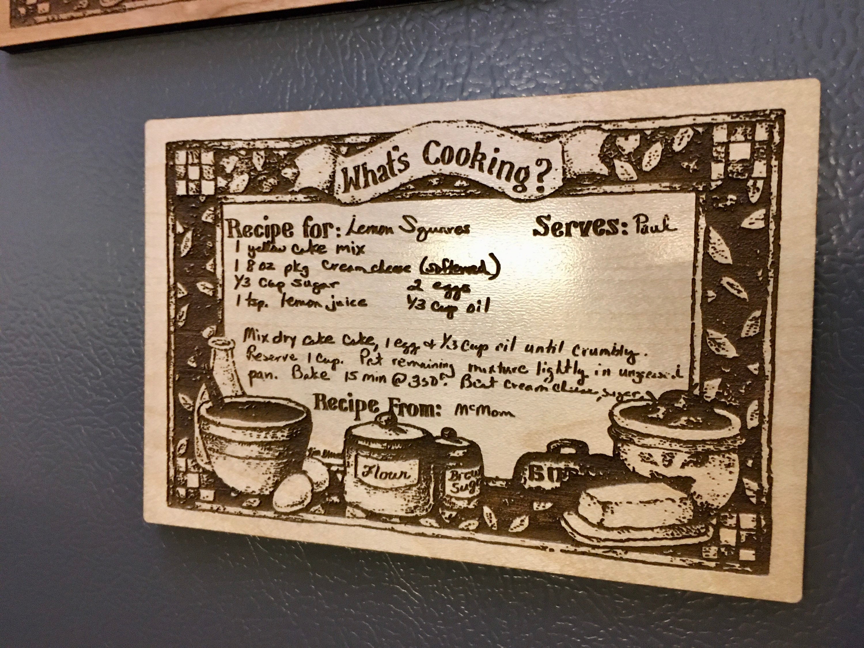 Wood Recipe Card Custom Refrigerator Etsy