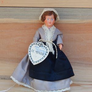 Vintage Doll, Made in France, Le Minor French Doll, Antique Collectible Doll, Regional Costume Doll Hand Embroidery, Folk Art Miniature Doll