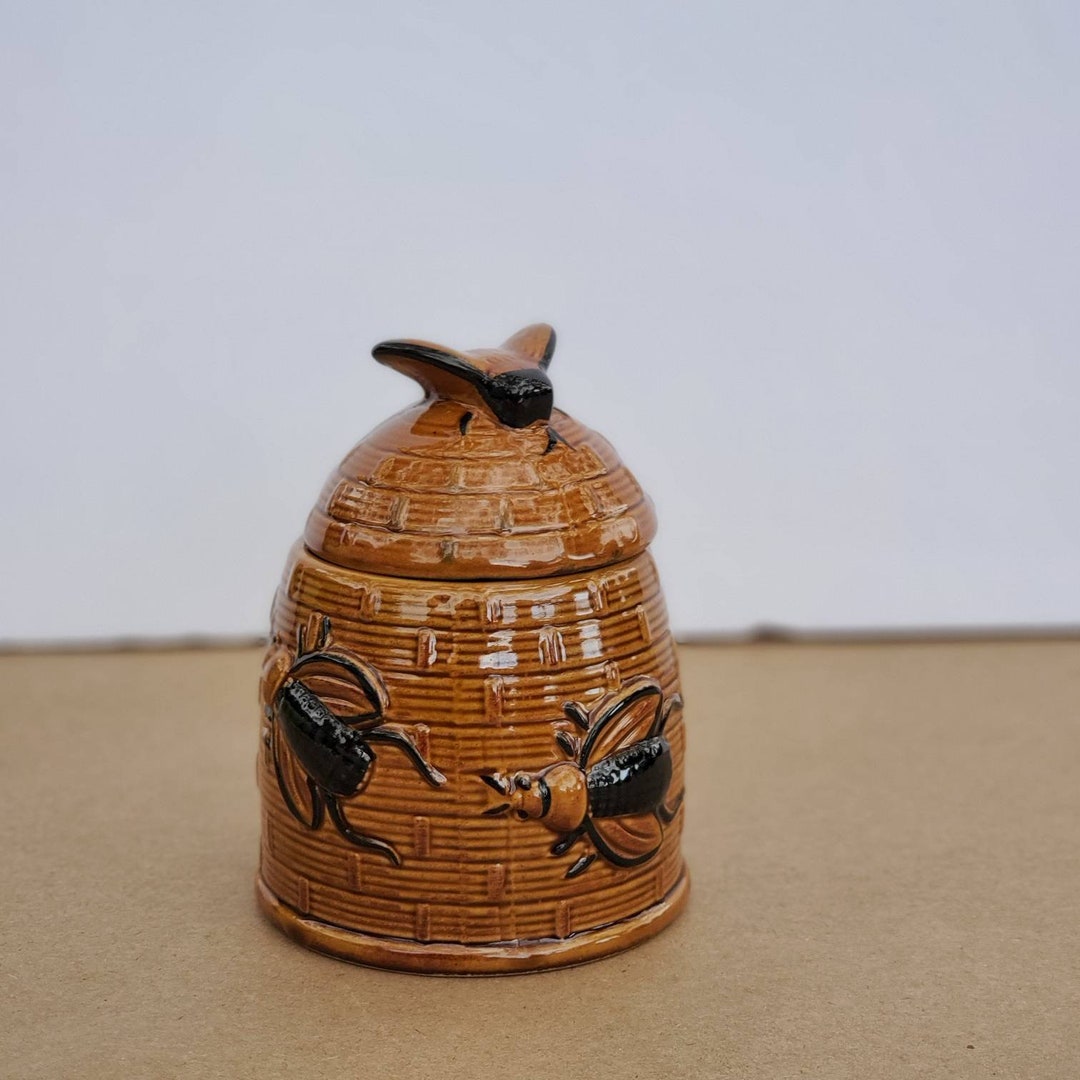 Vintage Ceramic Honey Pot With Bees, Honey Jar With Bees, Bee Lover