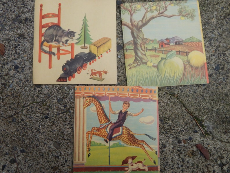 Vintage Childrens Illustrated, Fold Out Books, Collectible Panoramic Books, Lets Eat Lets Play, and Merry Go Round Book, Illustrated Books image 4