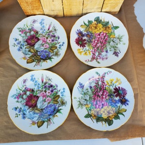 Vintage Serving Plates, St Martin Limoges Tea Party Dishes, Floral Plates, Fine China Serving,  Set of 7 Dessert Dinner Bread Plates, France
