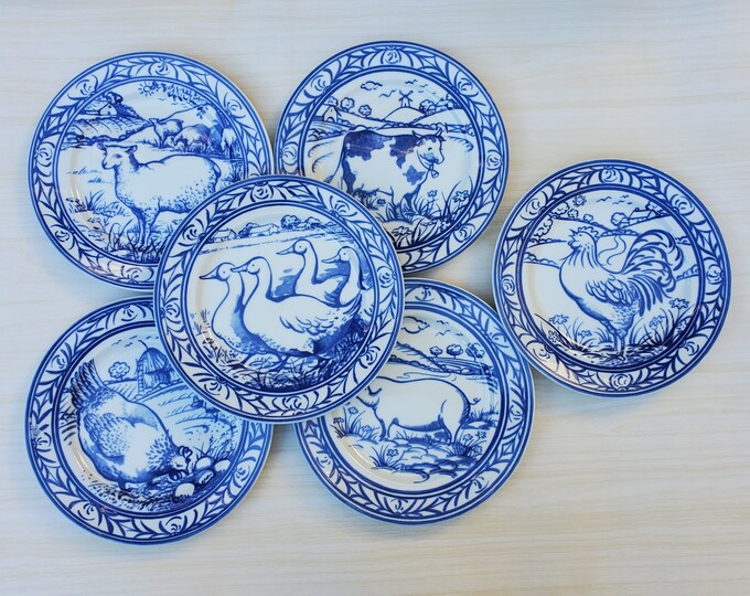 Vintage Farm Animal Plates Farmhouse Decor Rustic Kitchen Etsy