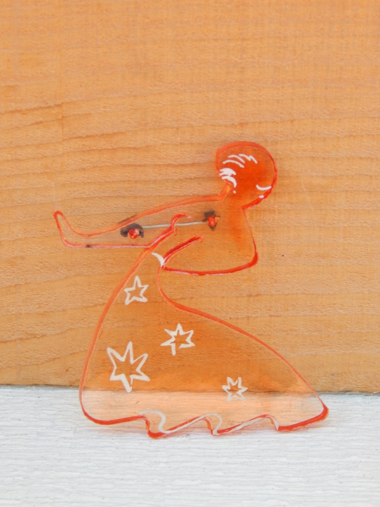 Translucent Pink Brooch Lady Girl Dancing Figural Jewelry Etsy