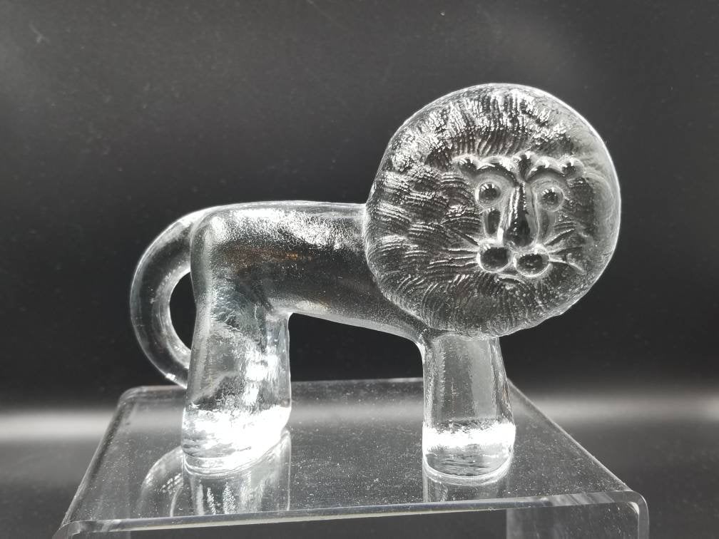 Lisa Larson, Vintage Glass Lion for Royal Krona, Sweden ,Glass Animal