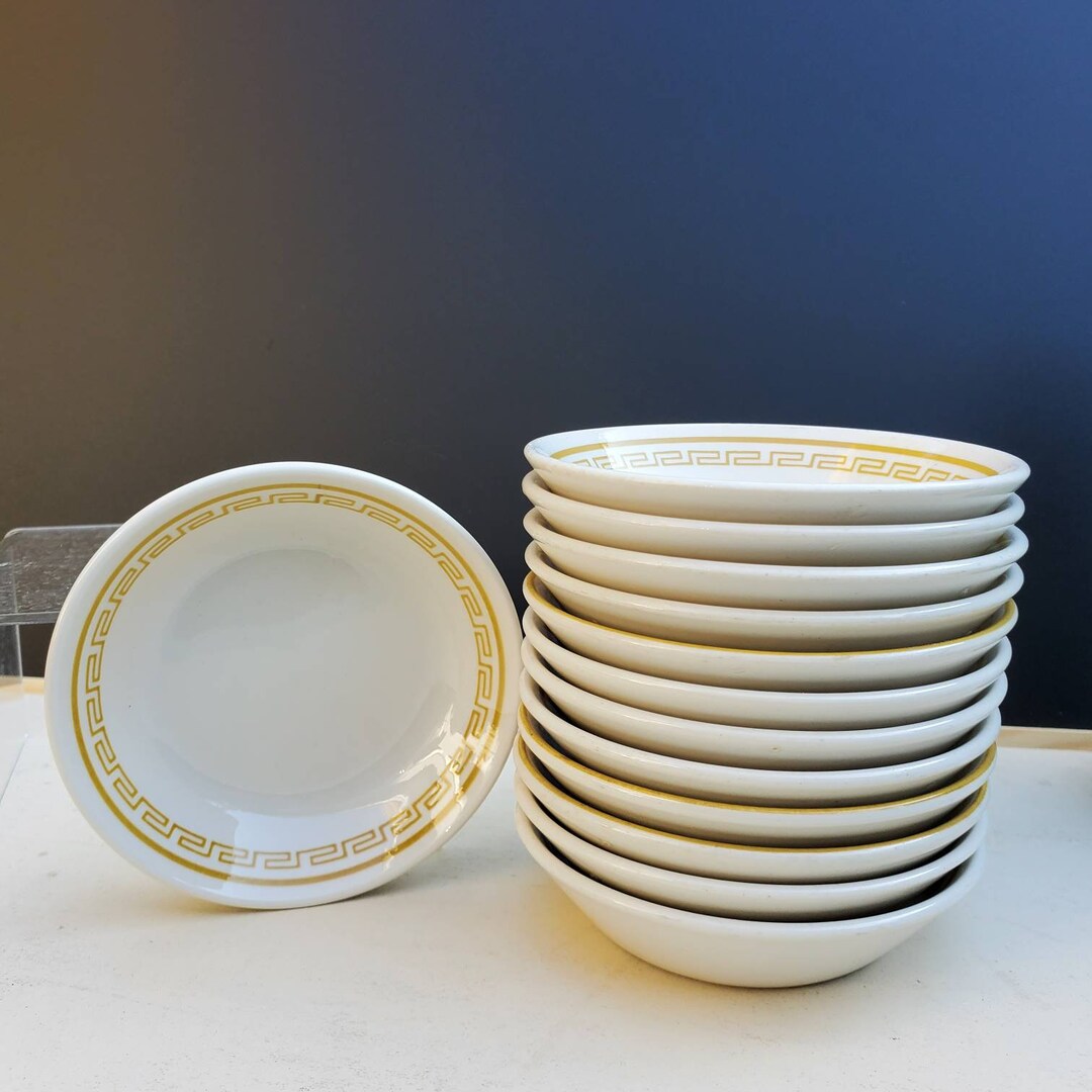 Vintage Fruit Bowls Homer Laughlin Greek Key Gold Yellow Trim