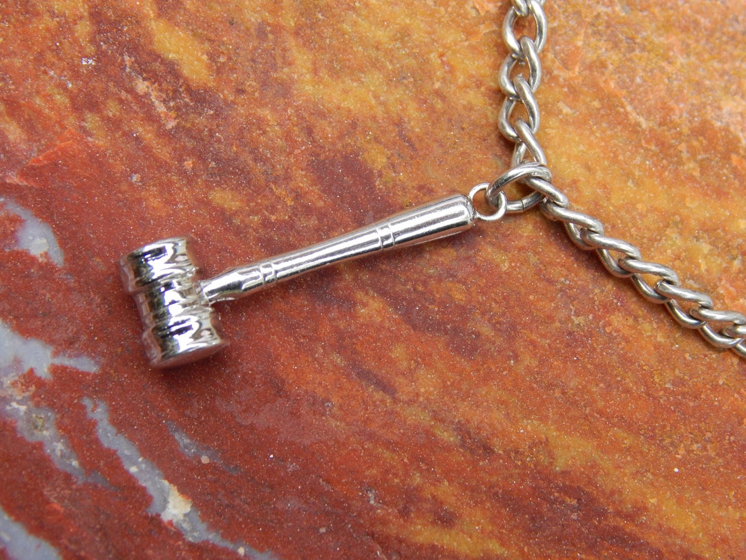 Sterling Silver Gavel Charm With Bracelet, Sterling Silver Mallet