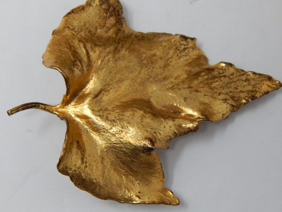 Vintage Danish Leaf Brooch, Gold Leaf Pin, Denmar… - image 6