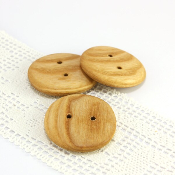 Large wooden buttons - Set of 3 ash wood buttons - 1.6in (41mm) - Natural wood buttons - Handmade craft supplie (S0352)