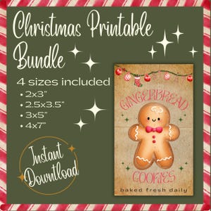 Gingerbread Cookies Collage Sheet Labels, Christmas Cookie Printable Tags, Gingerbread Man Baking Gift Tags, Instant Digital Download Bundle
