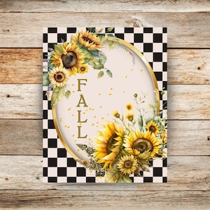 Fall Sunflower Wreath Sign, Black and White Sunflower Sign, Sunflower Wall Decor, Autumn Wall Art, Fall Thanksgiving Home Decor