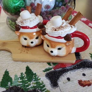 Fake Bake Cocoa Mug, Reindeer Cocoa Mug, Faux Hot Chocolate, Tiered Tray Decor, Christmas Party Table Decor, Coffee Bar, Christmas Kitchen