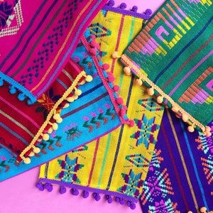 Cinco de Mayo, Pom Poms napkins, bulk set of 6. Mexican party decorations, Mexican Fiesta supplies, Mexican napkins with pom poms, Llama image 1