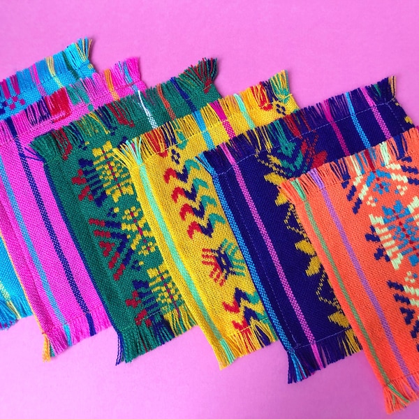 Cambaya Woven Cocktail Napkins: Mexican Fiesta Decor, Set of 6