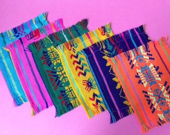 Cambaya Woven Cocktail Napkins: Mexican Fiesta Decor, Set of 6