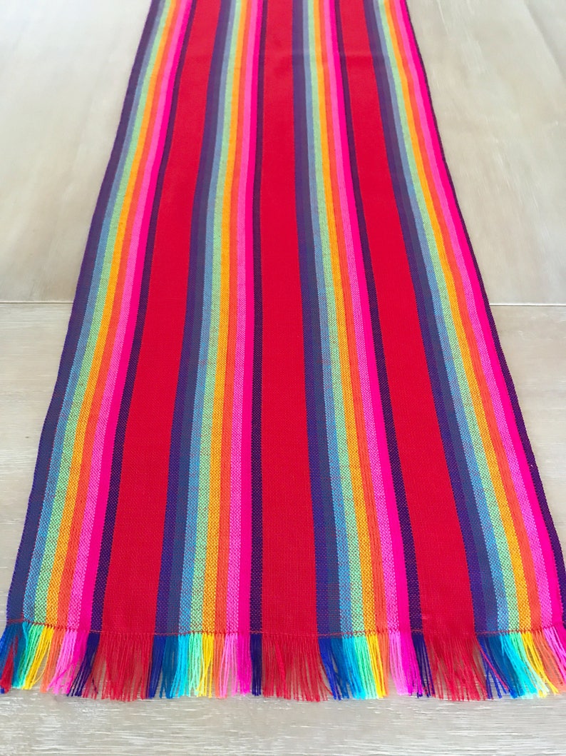 Mexican Table Runner Tablecloth or Napkins. Striped Bright - Etsy