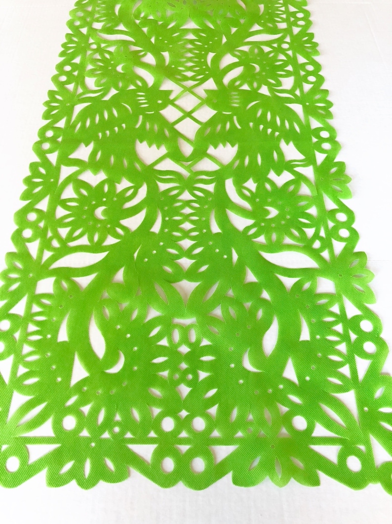 Mexican fiesta supplies Papel picado table runner apple green synthetic fabric fiesta party decoration Cinco de Mayo party