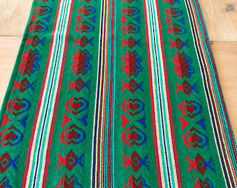 Fiesta decoration, Mexican table runner 72” Flag green, artisan linens, Southwestern design, otomi bohemian decor, bohochic wedding