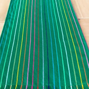 Mexican tablecloth or table runner, Rainbow green Boho chic decor, Serape fabric, Southwest table decor, artisan table linens, rainbow party