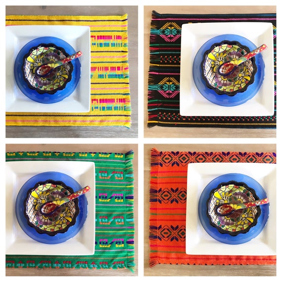 Fiesta decoration, Mexican placemats, set of 6. Assorted colors, party centerpieces, boho chic linens, Cinco de Mayo decor, Mexico party Il_570xn
