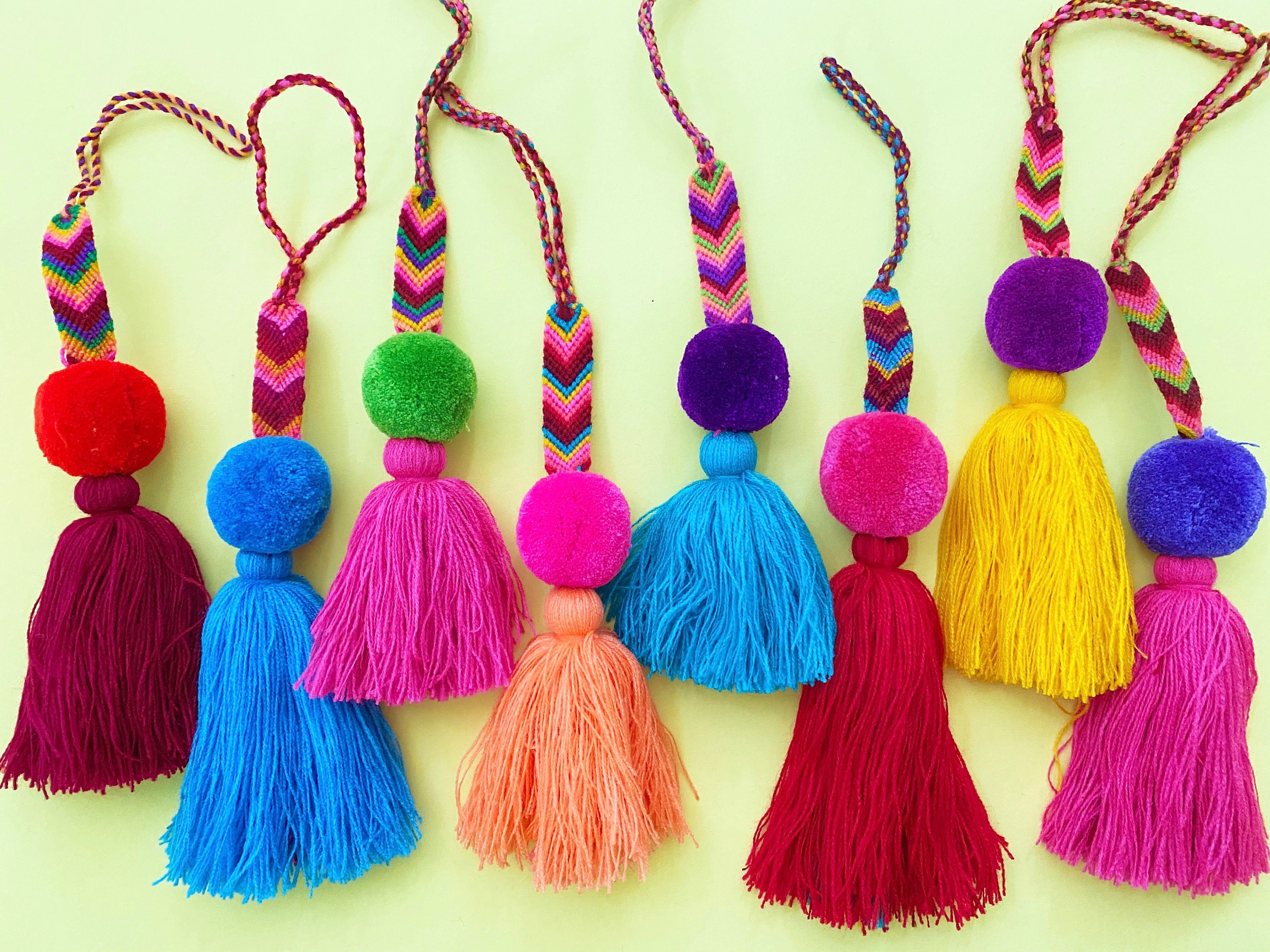 I-BOSOM Colorful Boho Pom Pom Tassel Bag Charm Key Chain (A style