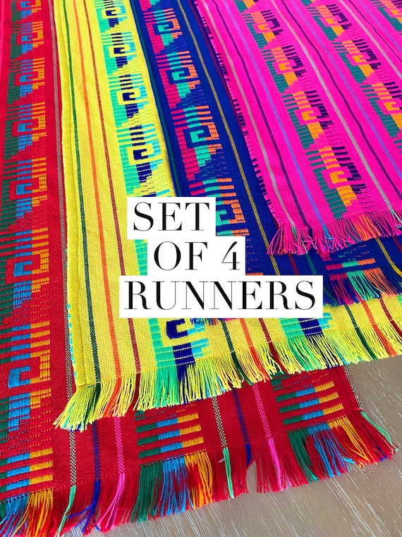 Fiesta decoration, Set of 4 Mexican table runners, discounted price, bohemian prints, Colorful rainbow party, rainbow decoration, pride Il_570xn