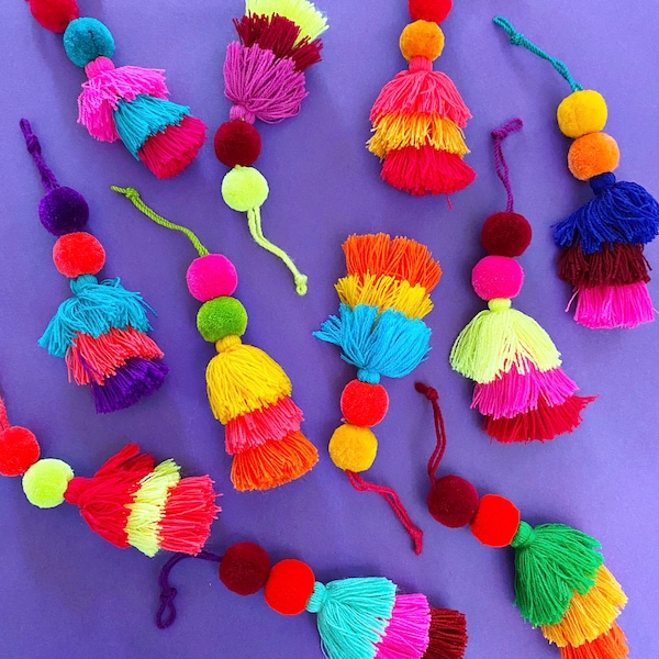 Bohemian Pom Pom Tassel: Colorful Boho Bag Charm