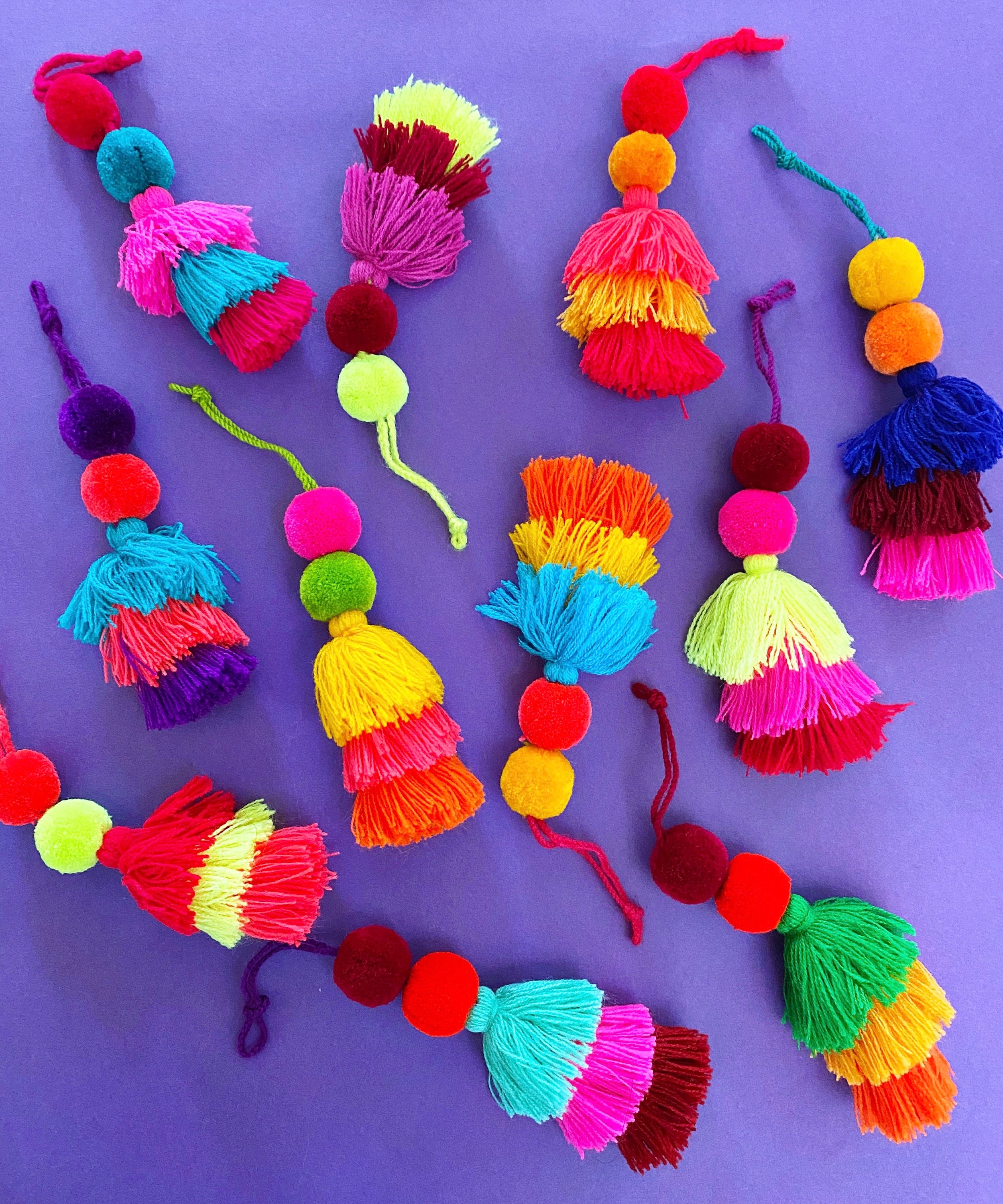 Pastel Rainbow Wall Decor Set Tassel Garland Pom Pom Ball String