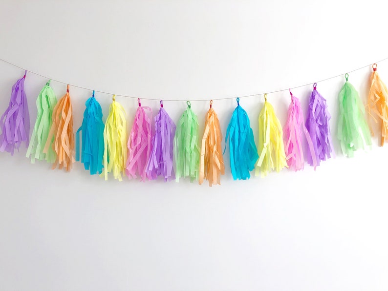 Pastel Decorations Tissue Tassel Garland Unicorn Party Etsy