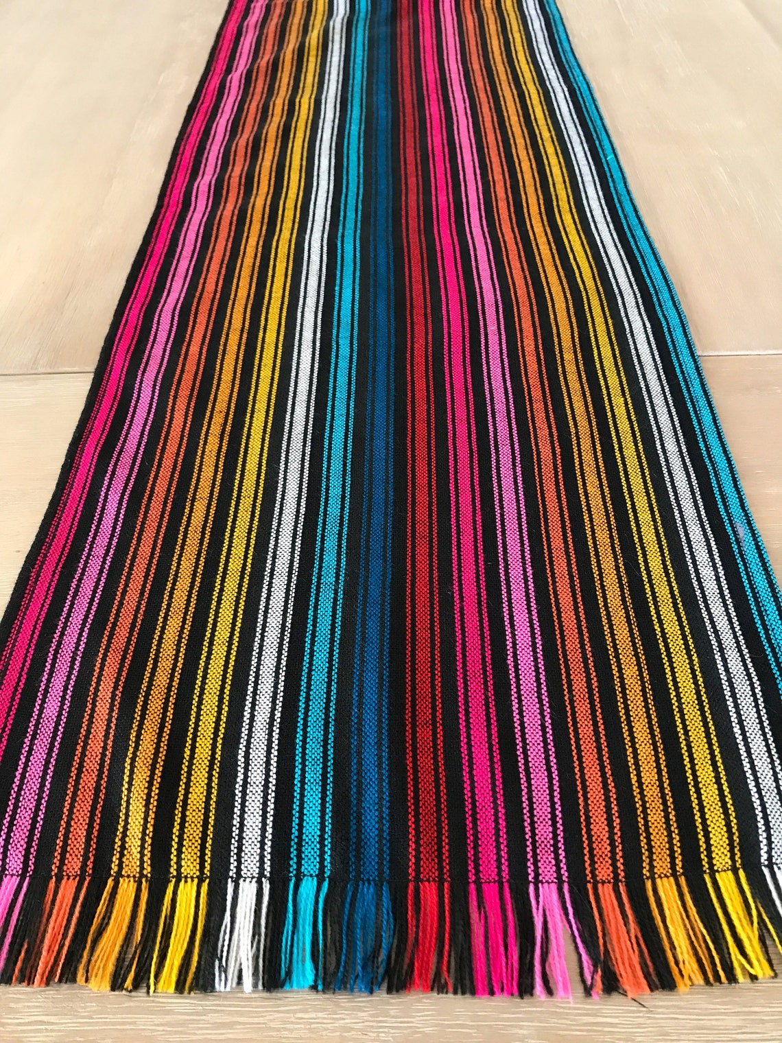 Cinco de Mayo Mexican table runner. Rainbow black stripes | Etsy