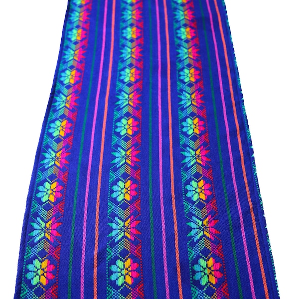 Mexican table runner 72”, Fiesta decorations, Rainbow blue, Tribal fabric, Southwestern serape, Mexican feista decorations, table linens