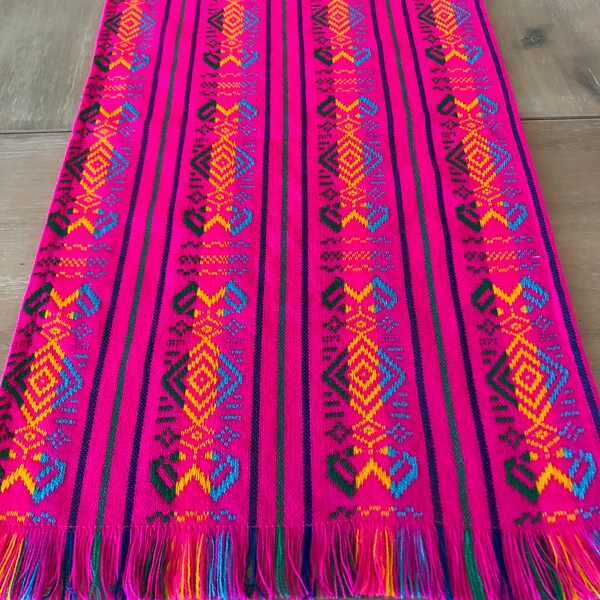 Mexican fiesta table runner, tablecloth or napkins. Pink embroidered, Serape folk fabric, Southwestern style, Mexican fiesta decorations